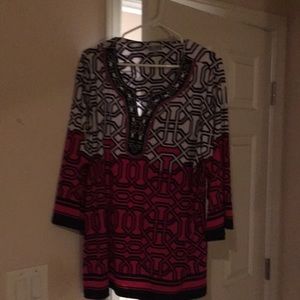 JM Collection Women's Swirl-Print T-Shirt Pink Size 2x